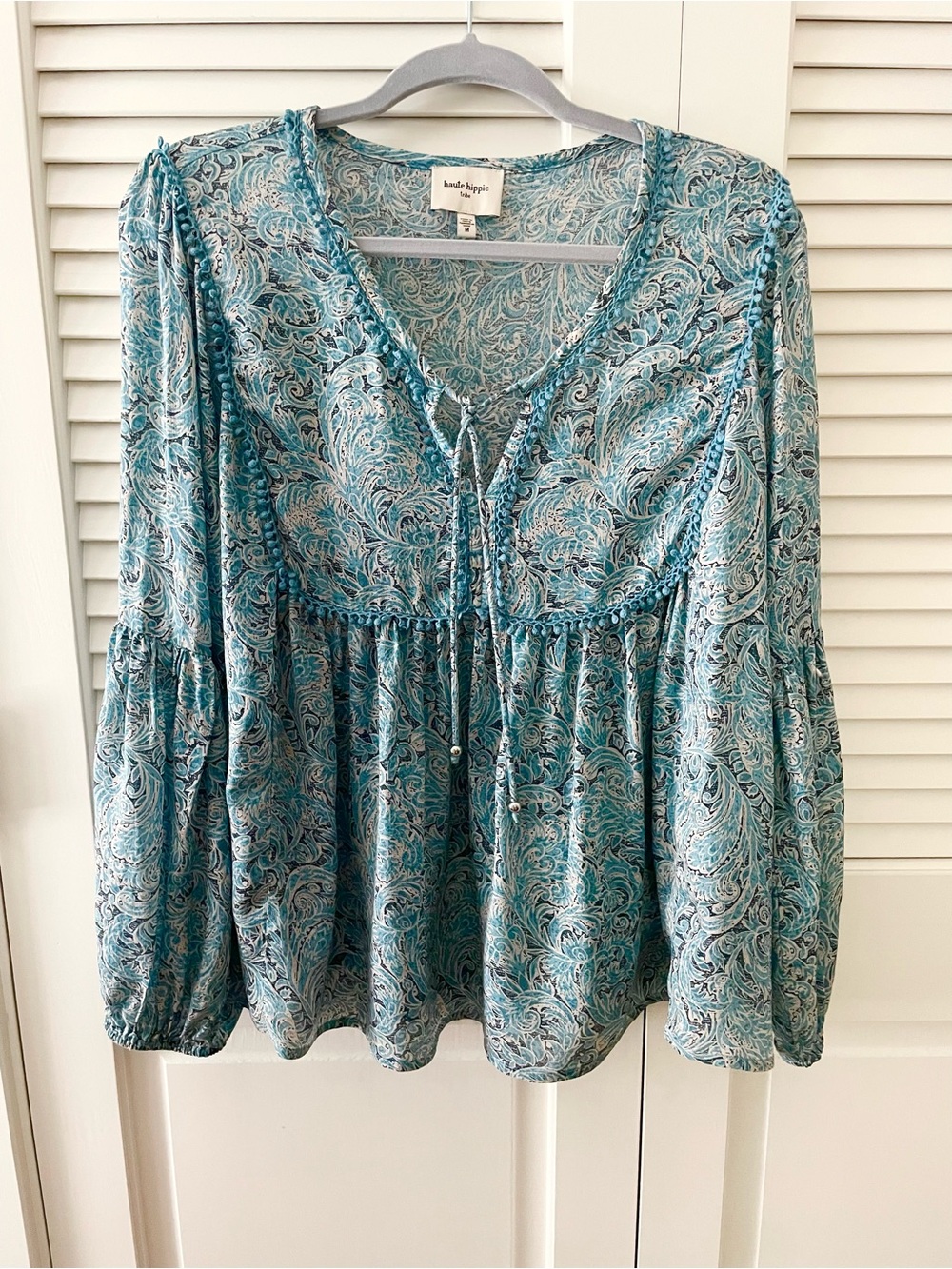 Haute Hippie Tribe Avery Paisley Peasant Blouse Boho Top Women’s M